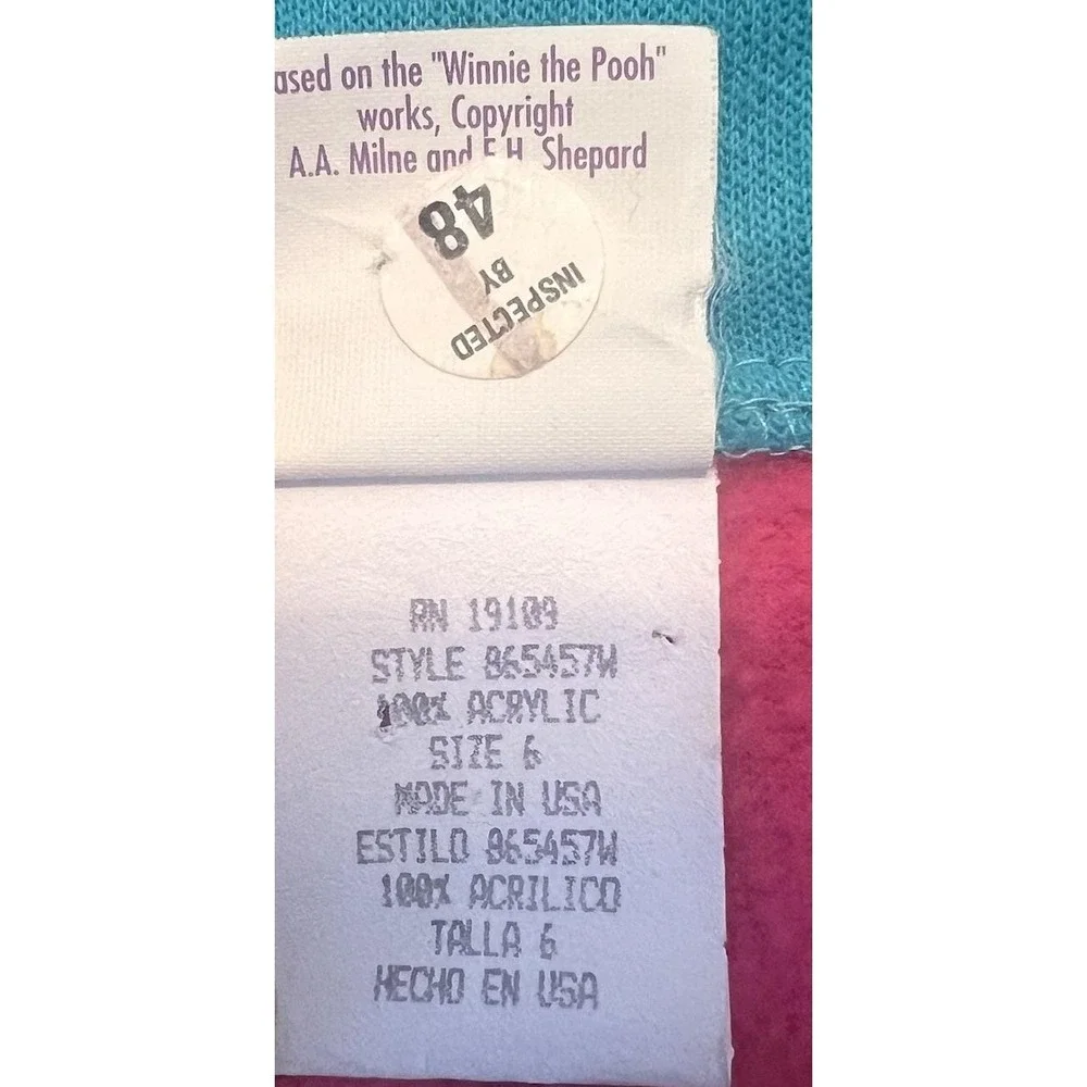 VTG Disney Winnie The Pooh Piglet girls Dress 6 Pink Big‎ Buttons Y2K 5 USA 90s